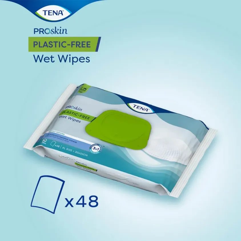 Lingettes TENA Wet Wipes ProSkin | 3-en-1 | x48