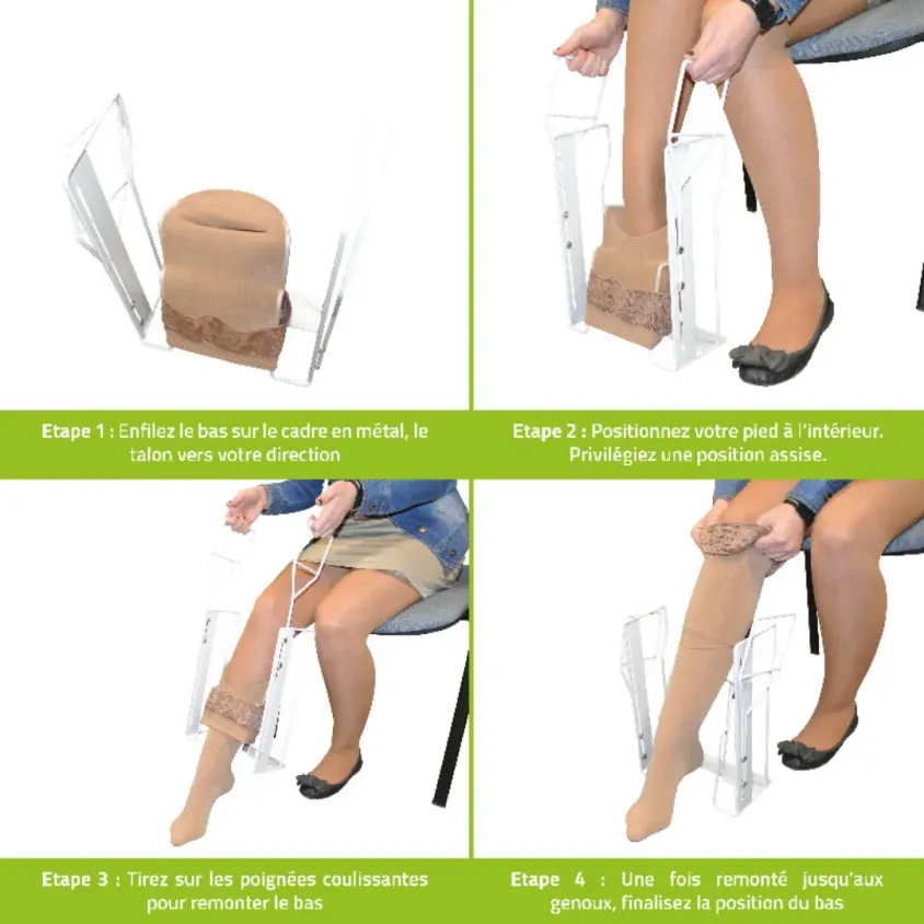 Enfile-bas de Contention Easy | Poignées Coulissantes & Rétractables