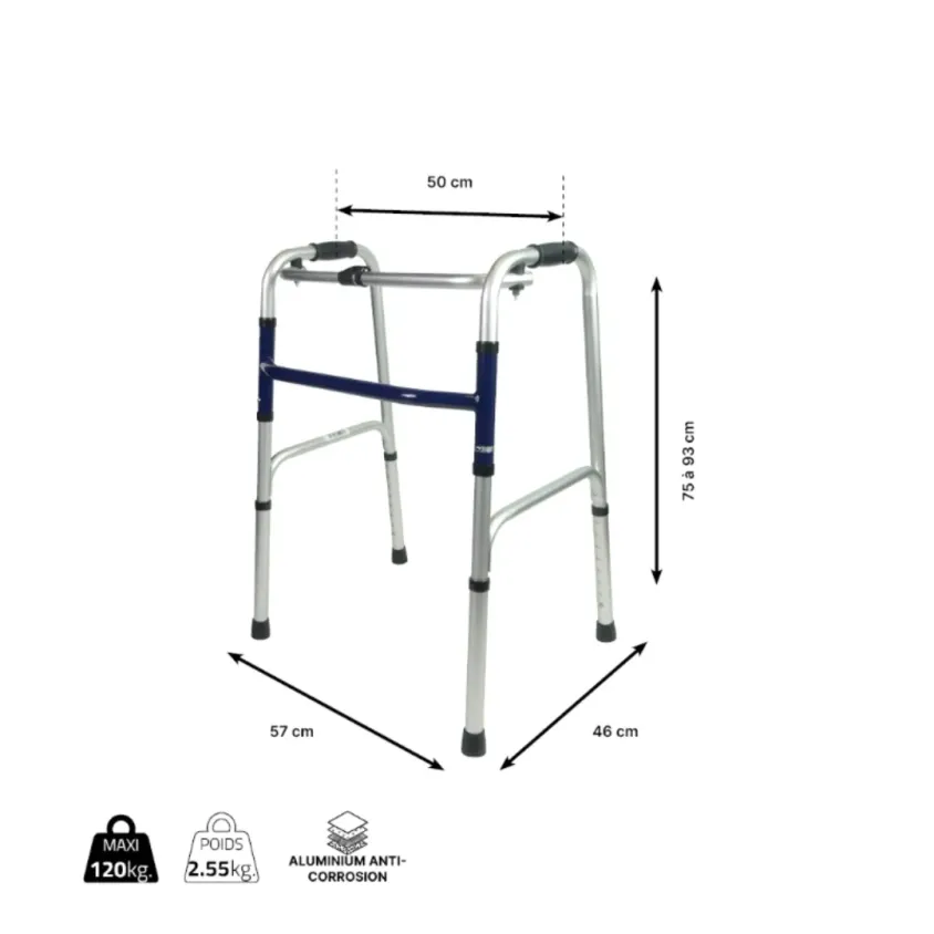 Cadre de Marche Fixe Pliant Aluminium | Réglable & Léger