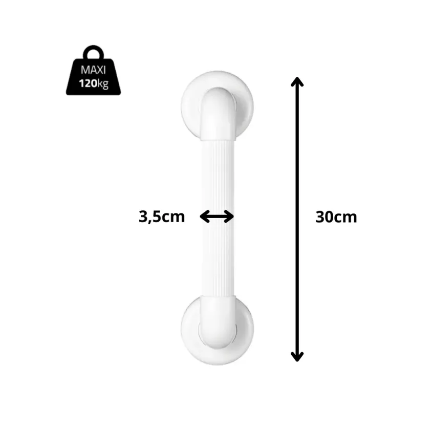 Barre d'Appui Cannelée Antidérapante | 4 Tailles | Sécurité Douche