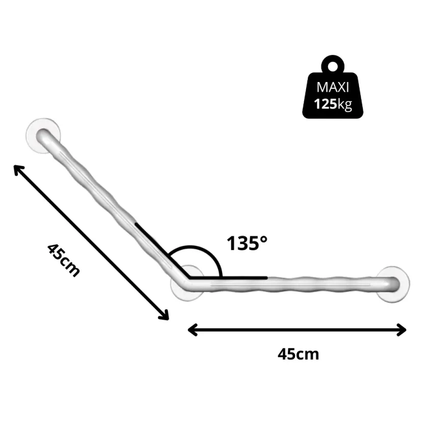 Barre d'Appui Grip 135° Inox & Plastique | Garantie à Vie