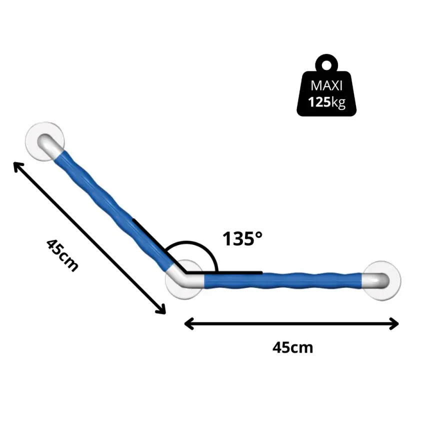 Barre d'Appui Grip 135° Inox & Plastique | Garantie à Vie