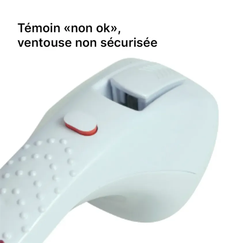 Barre d'Appui Ventouse 40 cm | Témoin de Verrouillage | Sans Perçage