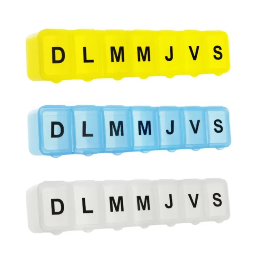 Pilulier Semainier Petit Modèle Praticima - Bleu, Blanc ou Jaune | Inresa Médical