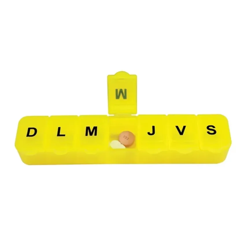 Pilulier Semainier Petit Modèle Praticima - Bleu, Blanc ou Jaune | Inresa Médical