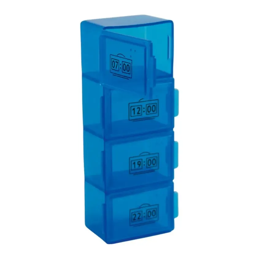 Pilulier Quotidien Eco - 4 Compartiments Journaliers - Bleu