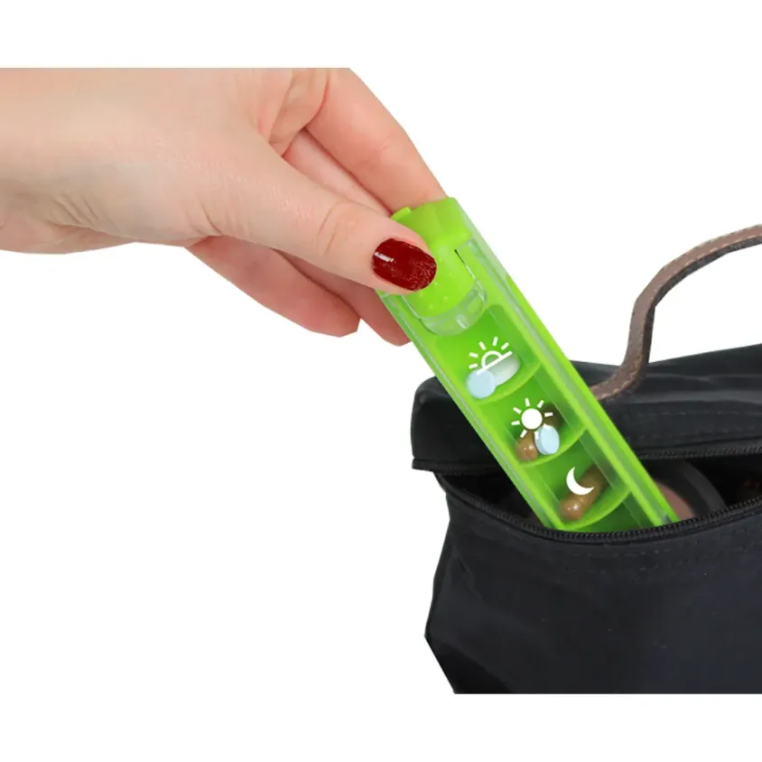 Pilulier Semainier Dolcimo Praticima - 4 Prises / 7 Jours - Vert Pomme