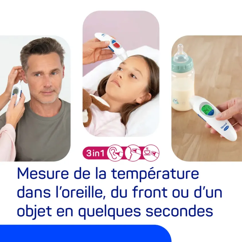 Thermomètre Infrarouge 3 en 1 Veroval family - Front, Oreille, Objets