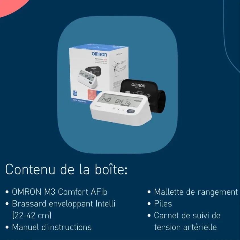 Tensiomètre OMRON M3 Comfort AFib - Brassard 360° & Détection Arythmie