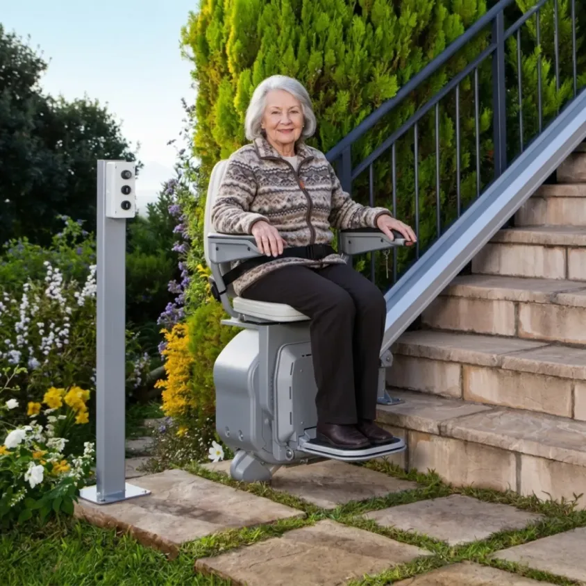 Monte-escalier Extérieur Stannah | Gamme 4 Saisons Droit & Tournant