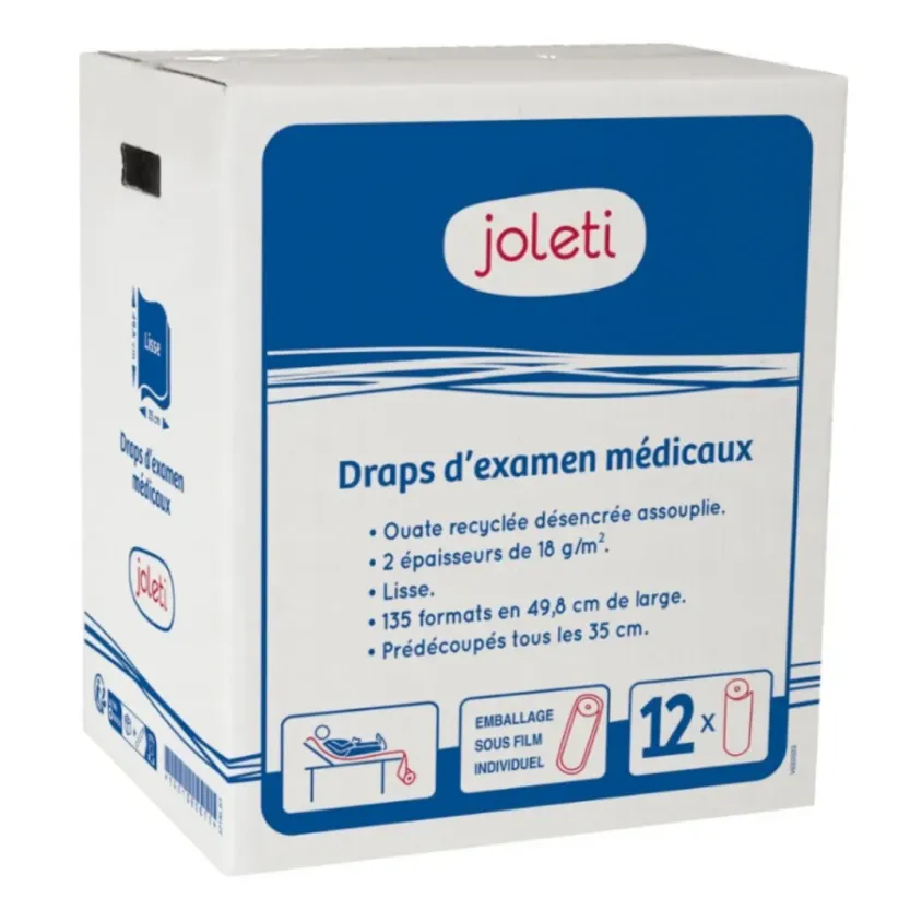 Drap d'Examen Ouate Lisse 135 Formats 50x35 cm x12