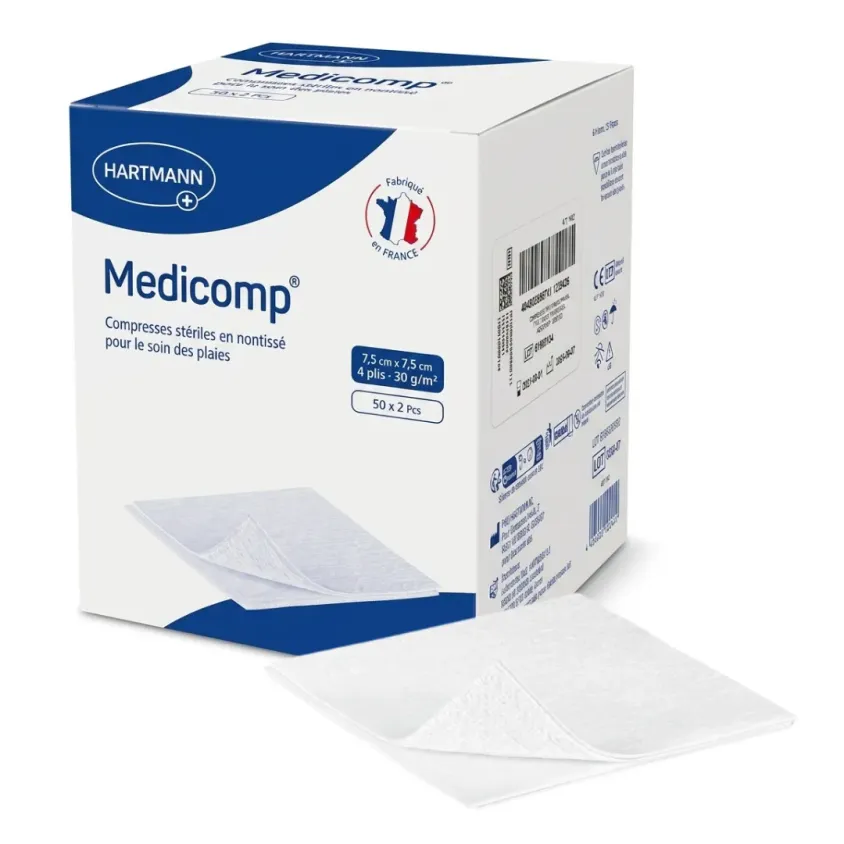 Compresses Non-Tissé Stériles Medicomp 7,5x7,5 cm Hartmann