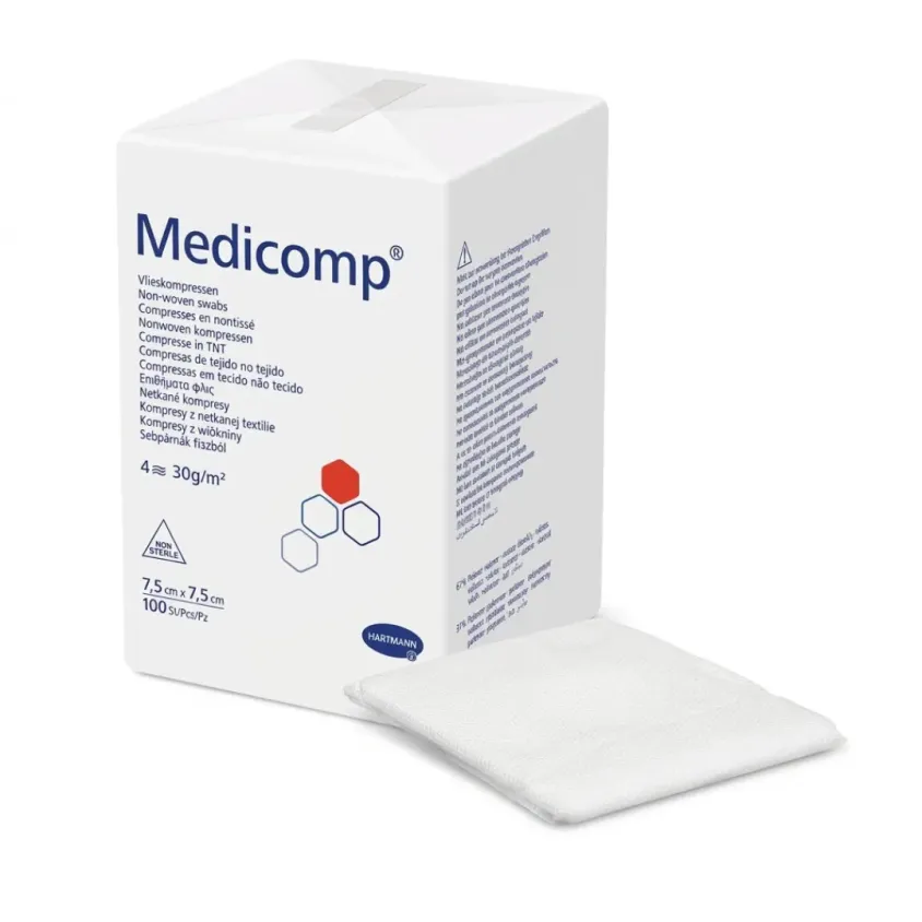 Compresses Non-Tissé Medicomp Non Stériles 7,5x7,5cm Hartmann x100