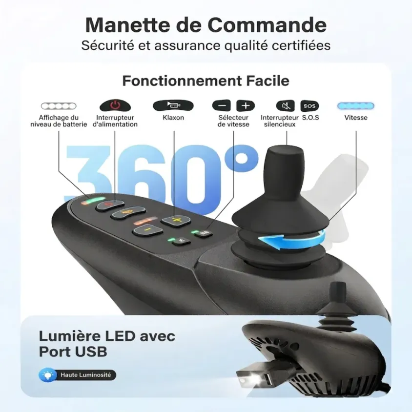 Fauteuil Roulant Électrique Pliant Verpal KR8810 Ultra-Léger