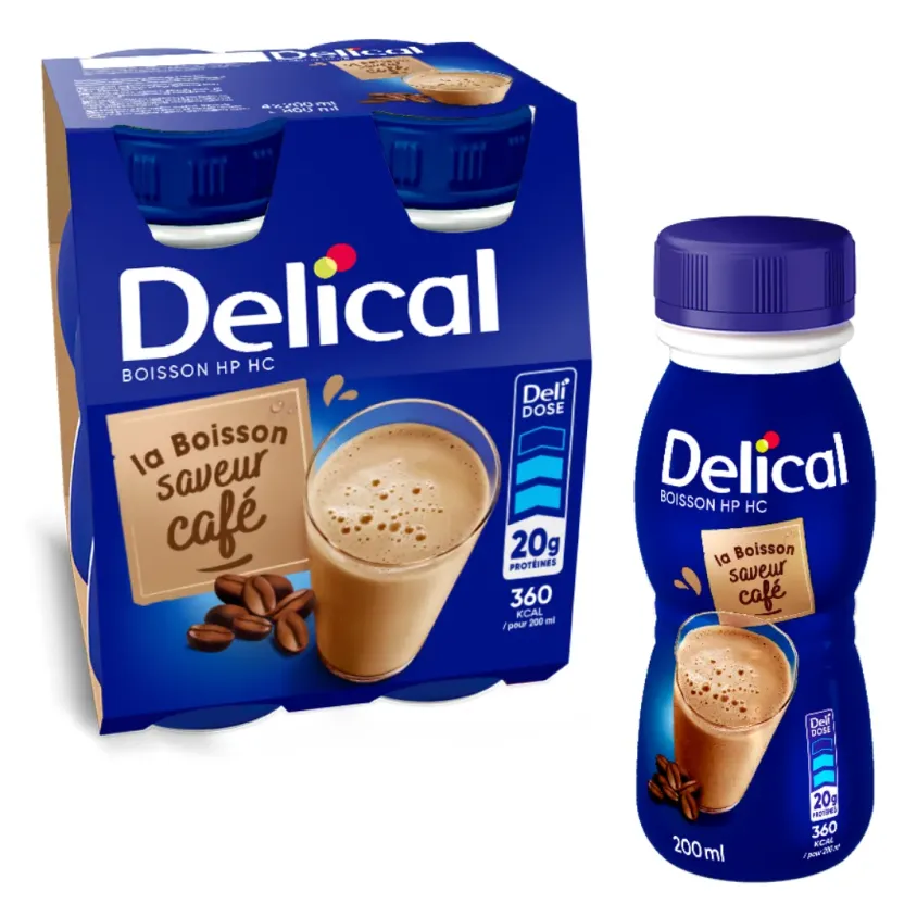 Delical HP HC Boisson Lactée Saveur Café 4x200ml