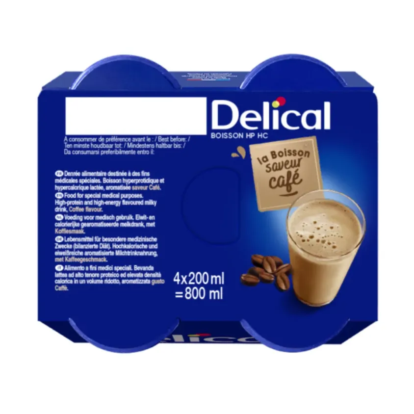 Delical HP HC Boisson Lactée Saveur Café 4x200ml
