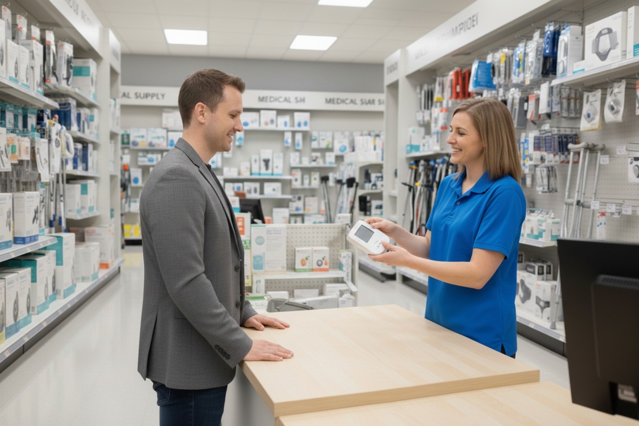 Technicien Inresa Médical installant un lit médicalisé à domicile