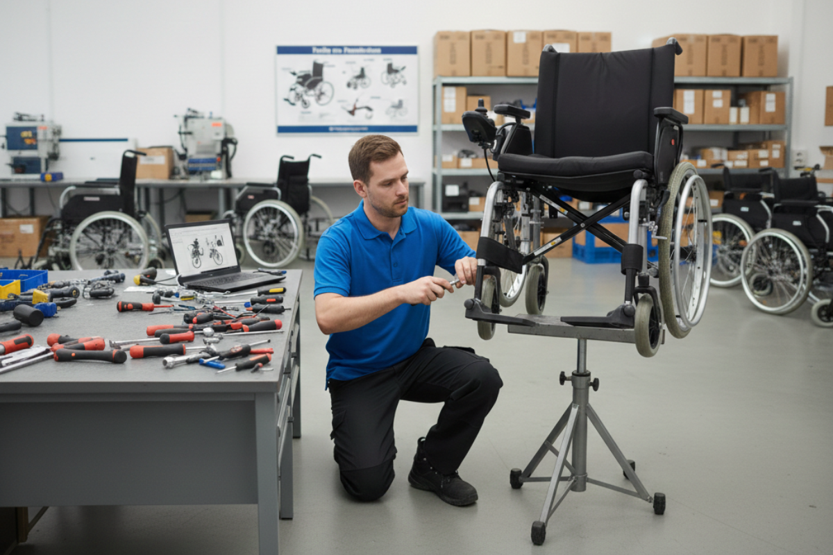 Service après-vente et maintenance technique sur un fauteuil roulant