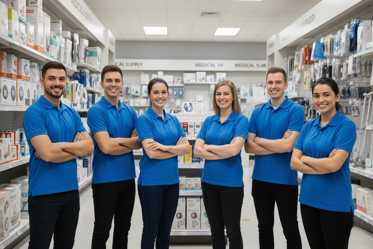 Professionnels du matériel médical en magasin